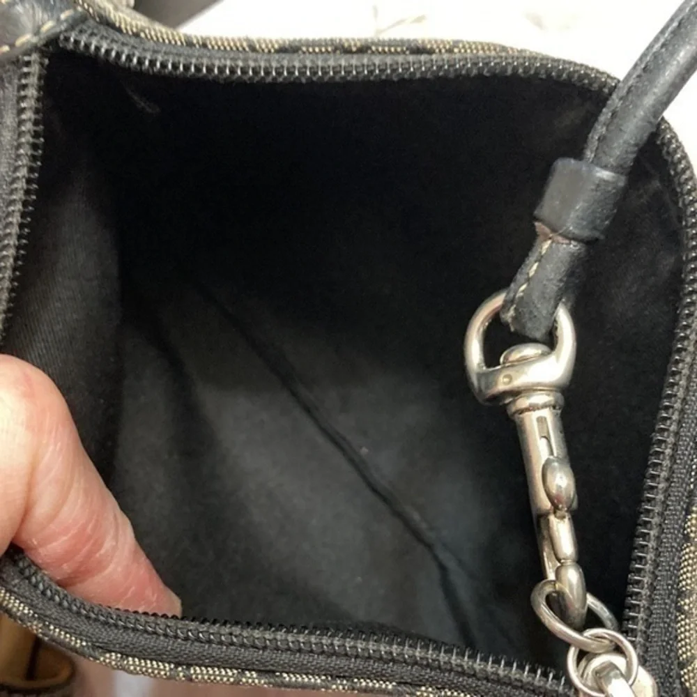 Coach black gray signature mini c wristlets bag